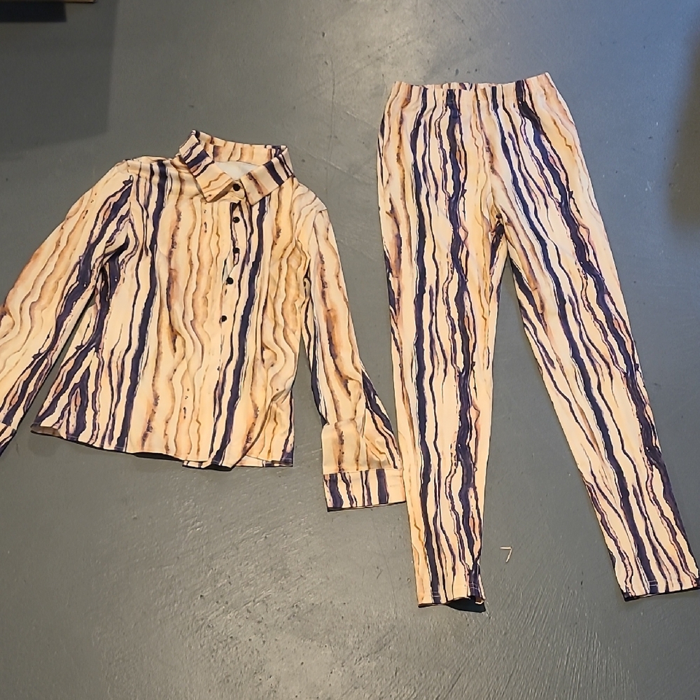 Stylish Women's Cream and Purple Pants & Shirt Set